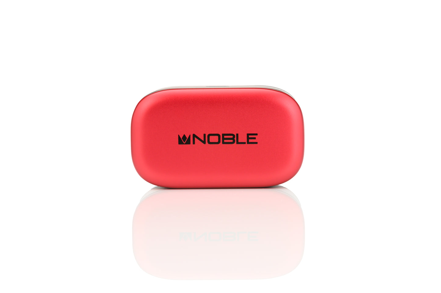 Red portable device with 'NOBLE' branding on a white background