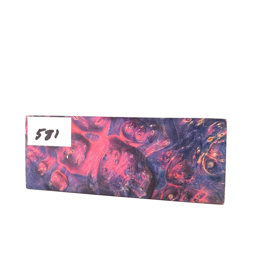 Rectangular piece of material with a marbled pattern in purple and pink on a white background