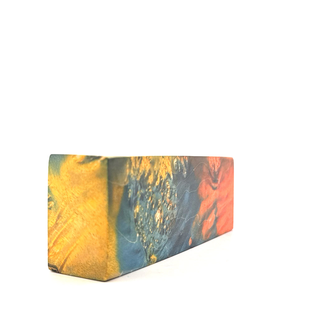 Colorful block with abstract design on a white background