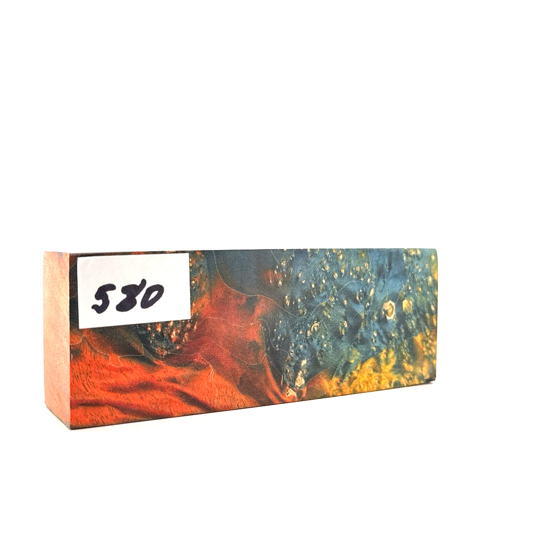 Colorful rectangular box with '580' label on a white background