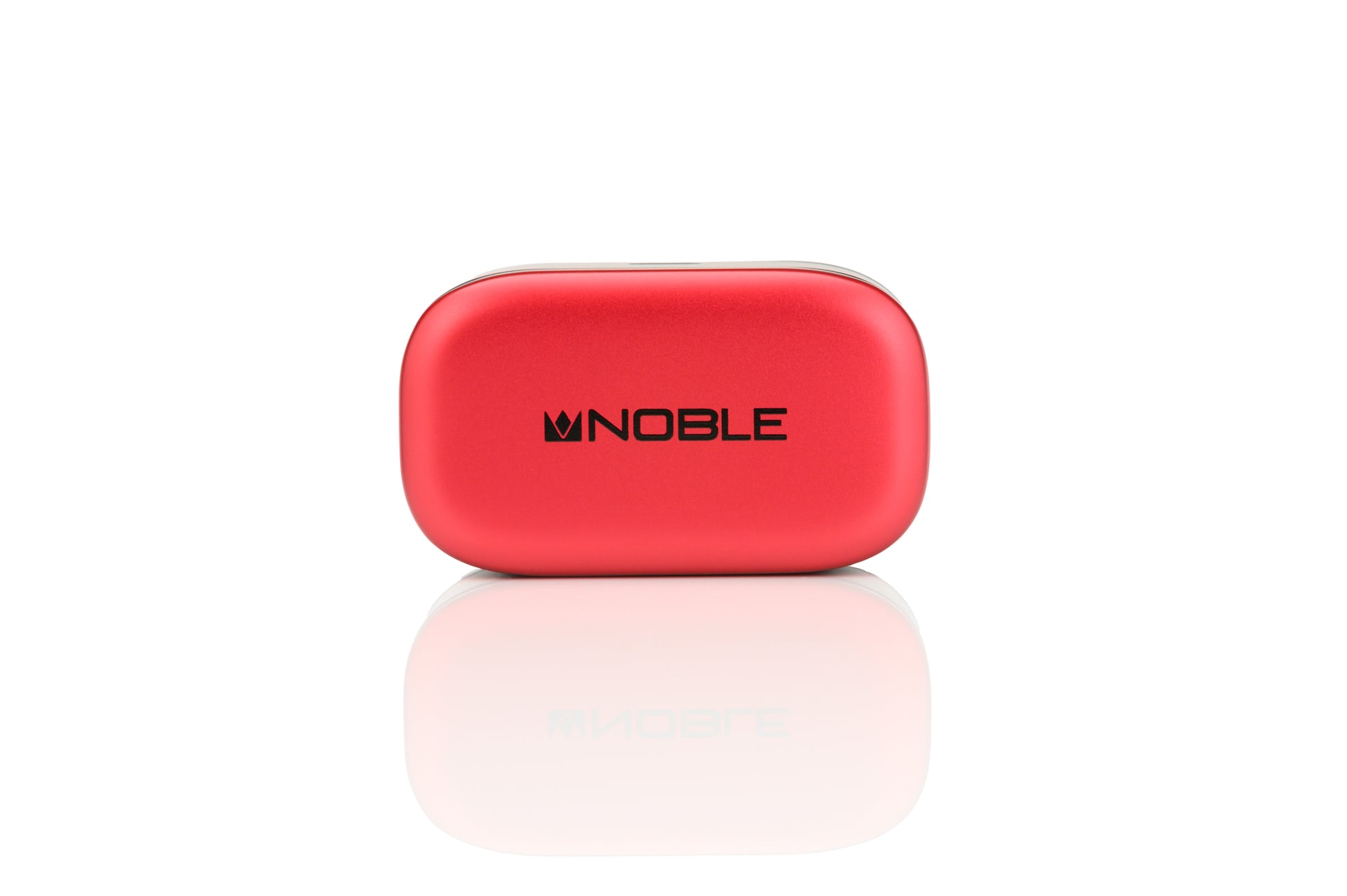 Red portable device with 'NOBLE' branding on a white background