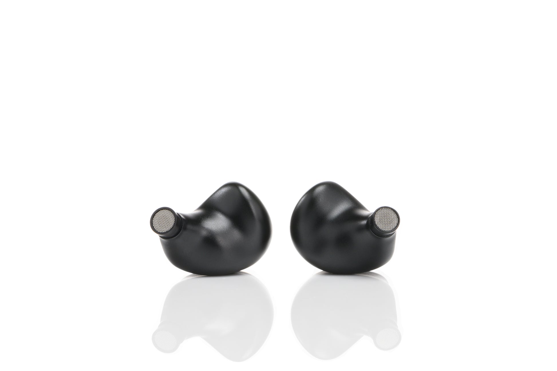 In-ear monitor with a blue and purple acrylic faceplate featuring an overlapping ring design with a centered Noble logo in the middle.
