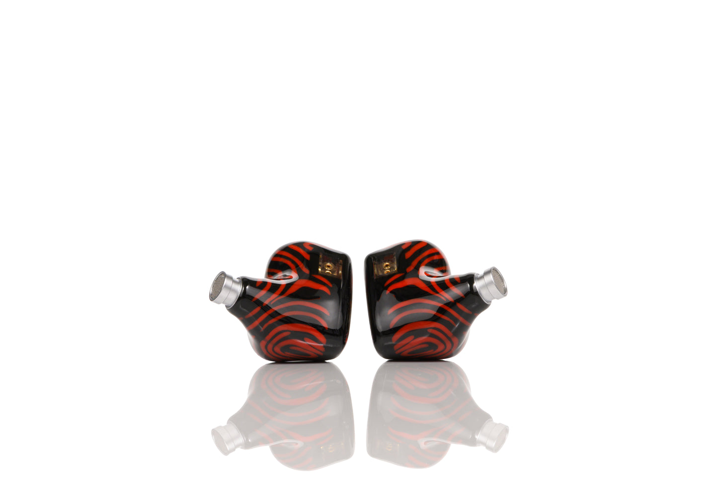 Shogun in-ear monitors back view of red-black shell.
