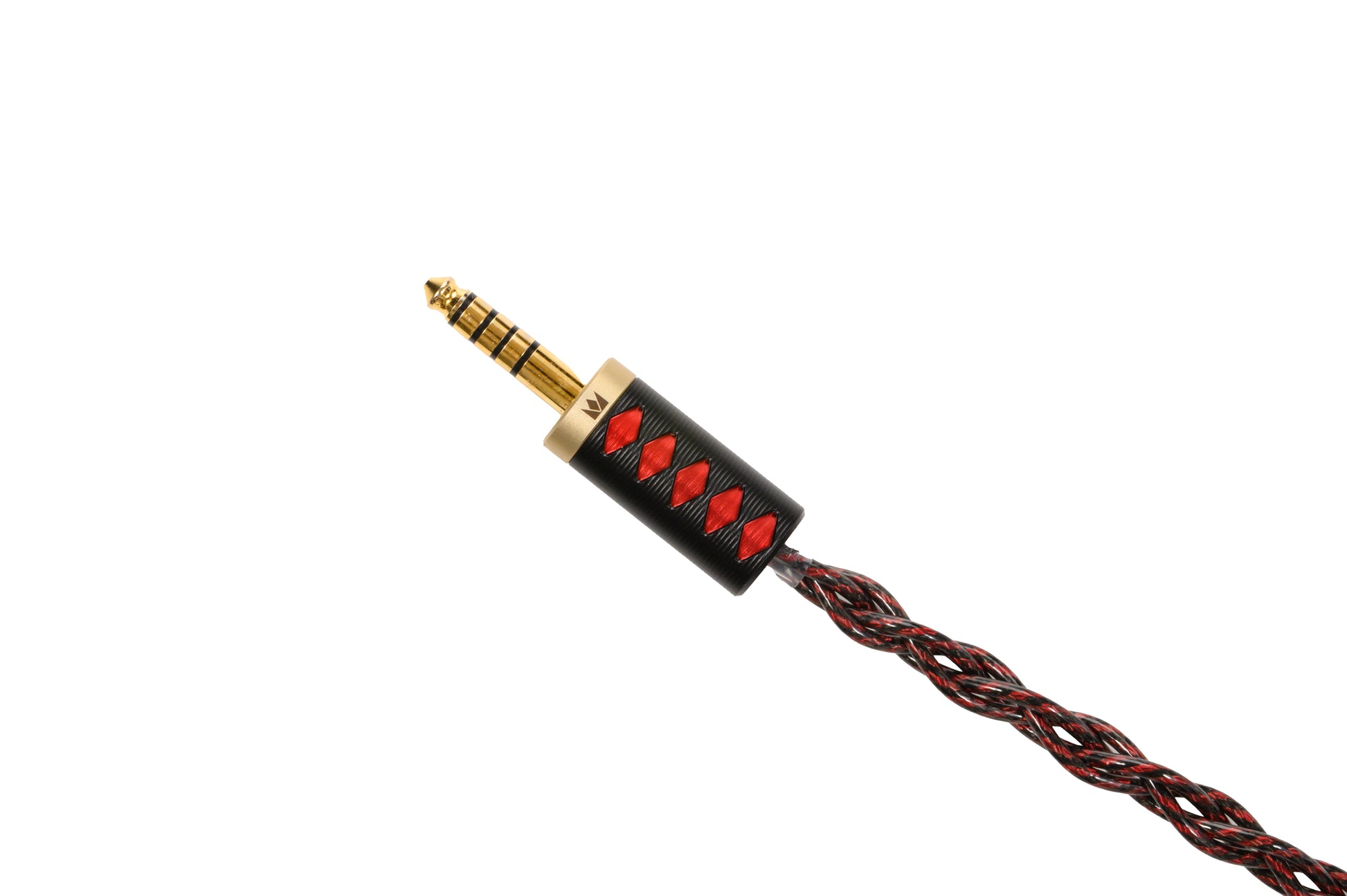 Shogun cable audio jack featuring katana handle design.