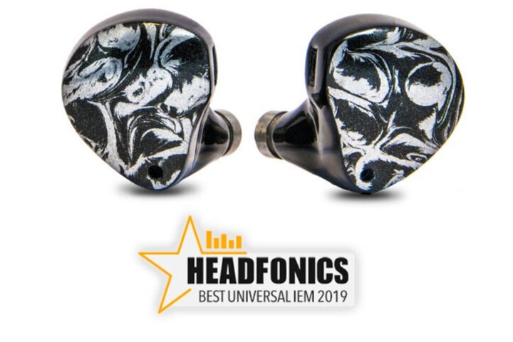 A pair of Khan IEM’s with a Mokume Gane unique patterned faceplate, awarded 'Best Universal IEM 2019' by Headfonics